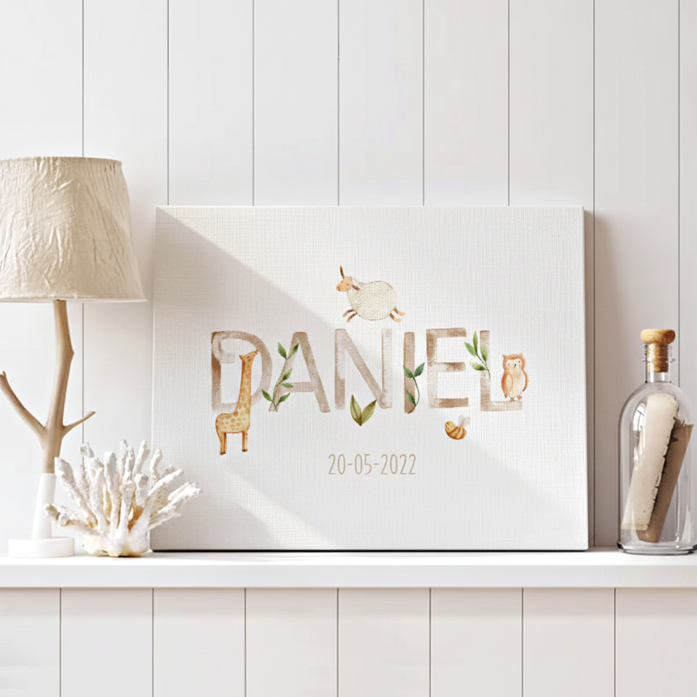 【名入れ】出産祝い アニマル柄 キャンバスボード