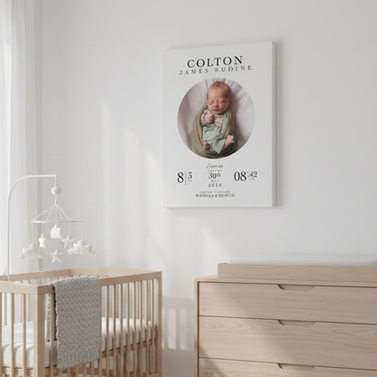 【写真入り】名入れ 出産祝い フォトフレーム 命名書 キャンバスプリント ベビー出生記録