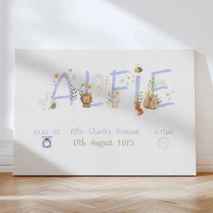 【名入れ】 メモリアル キャンバスアート お子様の誕生を祝う·世界に一つだけの記念品