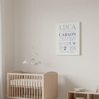 【名入れ】出産祝い 命名書 キャンバスボード ベビー 出生記録 メモリアルポスター