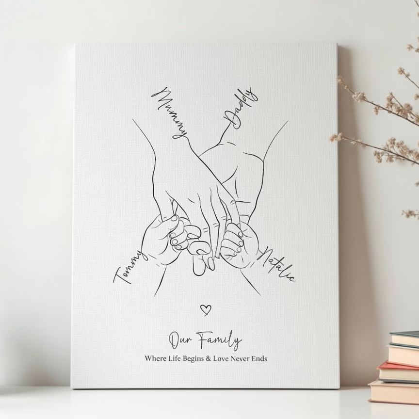 家族の絆を刻む 手形アート・キャンバス