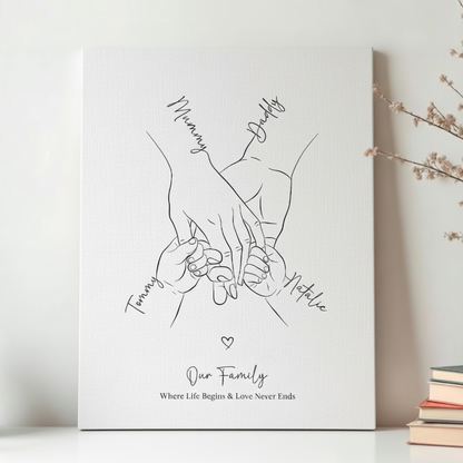 家族の絆を刻む 手形アート・キャンバス