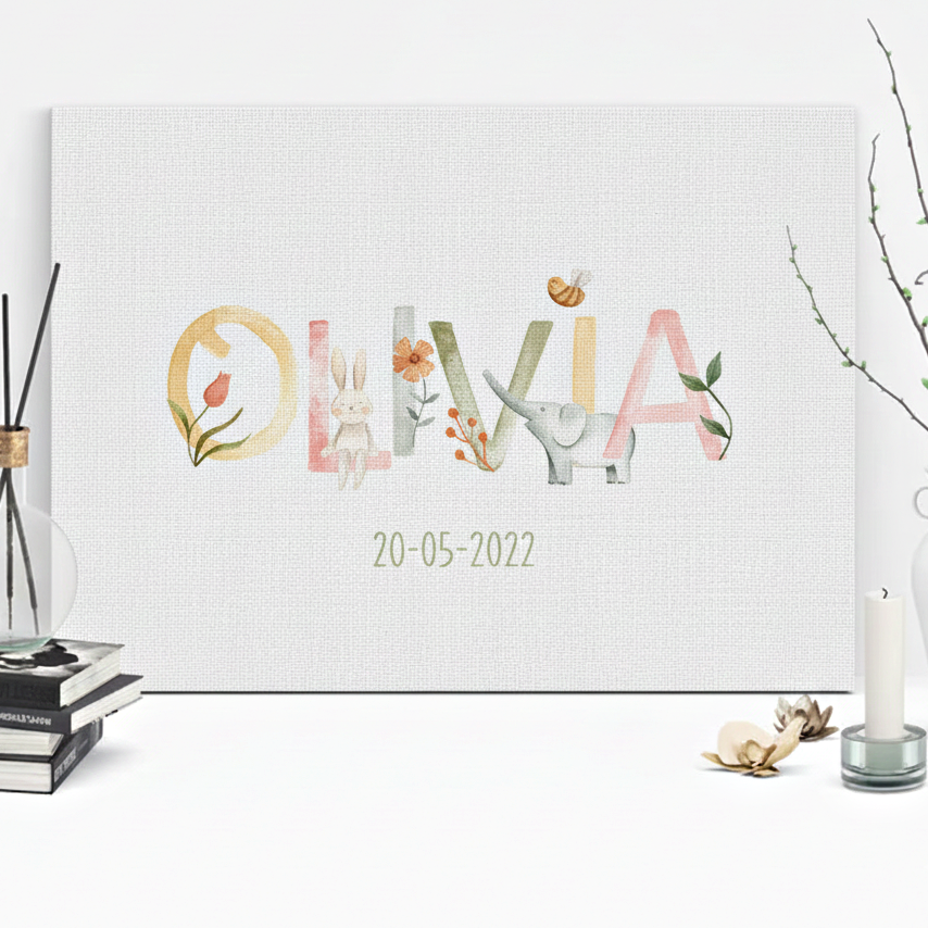 【名入れ】出産祝い アニマル柄 キャンバスボード
