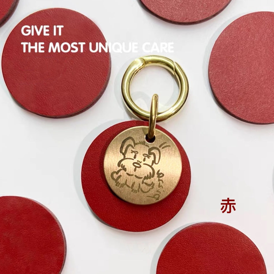 ペットの写真入りカスタムカラー｜ネックレス（革+銅製）