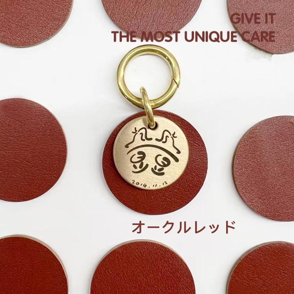 ペットの写真入りカスタムカラー｜ネックレス（革+銅製）