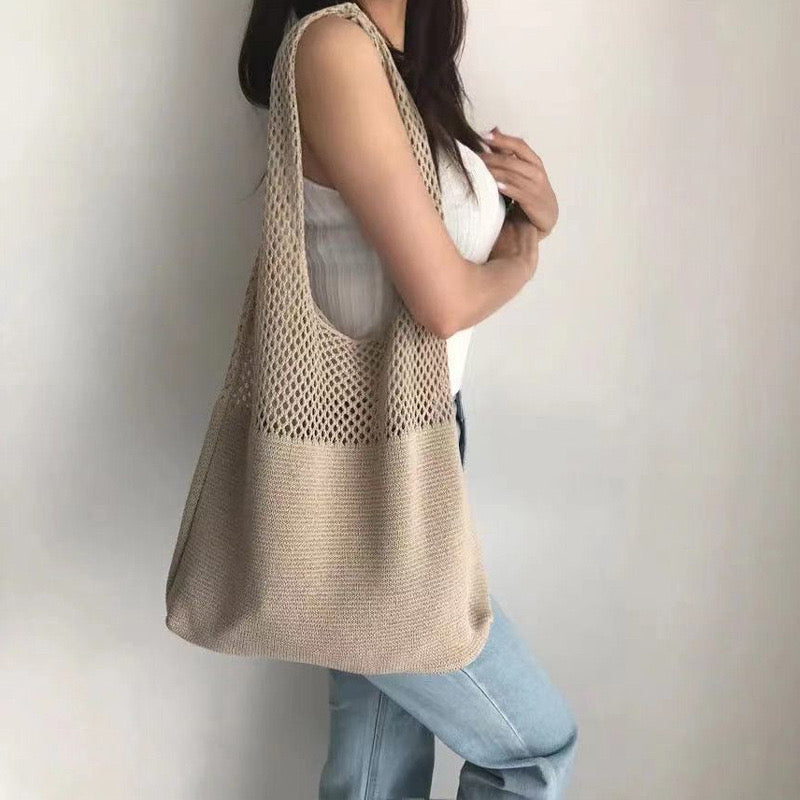 【オーダーメイド】名入れ　刺繍 ニットバッグ トートバッグ 多色