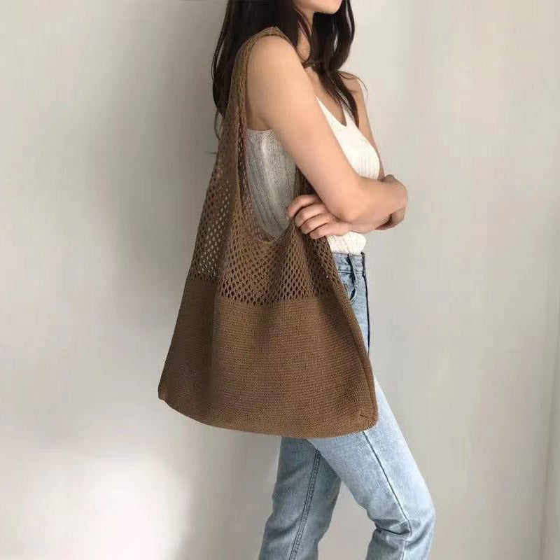 【オーダーメイド】名入れ　刺繍 ニットバッグ トートバッグ 多色