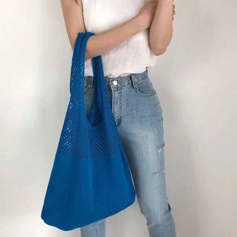 【オーダーメイド】名入れ　刺繍 ニットバッグ トートバッグ 多色