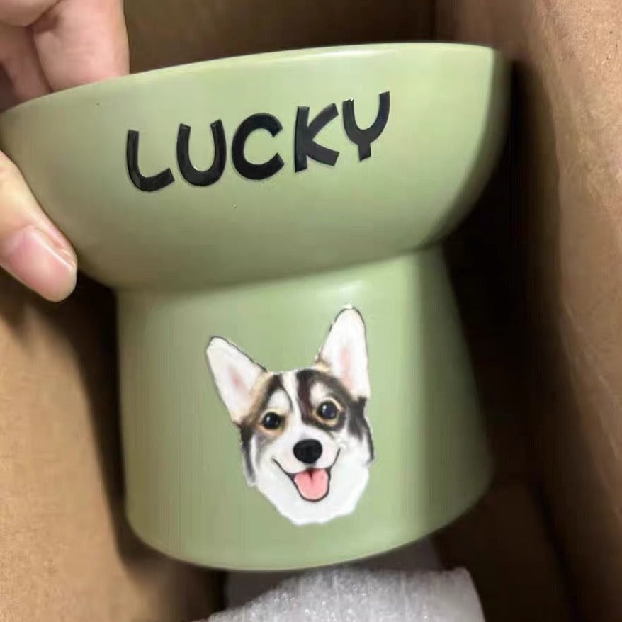 ペットフードボウルには·オリジナルのペットの似顔絵と名前が入れられます - Fallook