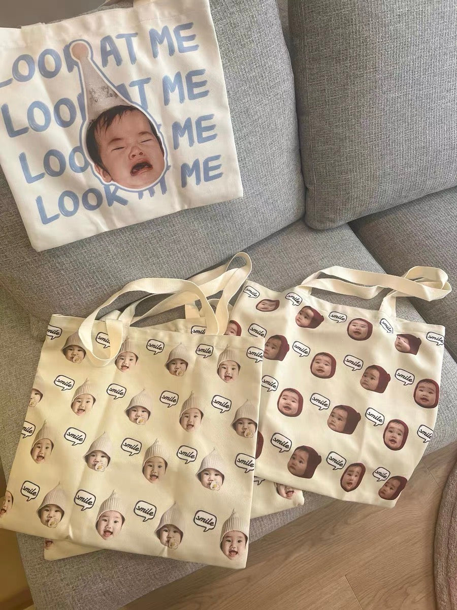 パーソナライズされた猫犬のペットの赤ちゃん写真トートバッグバッグ - Fallook