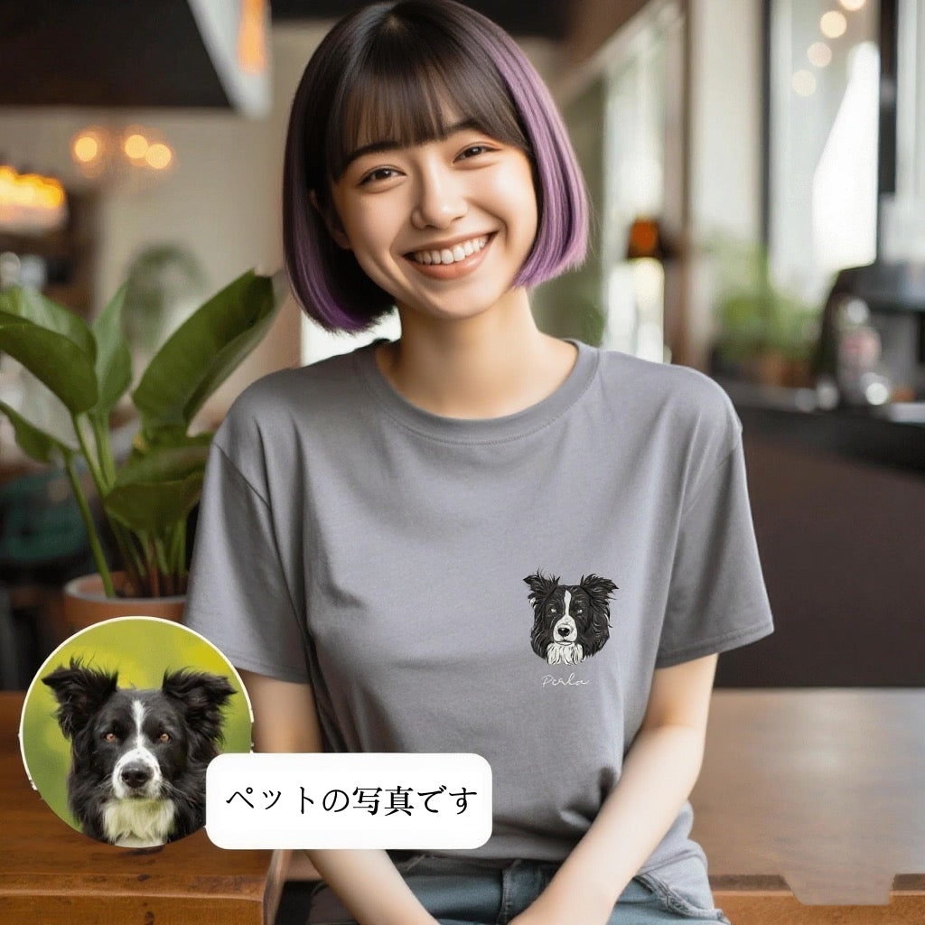 印絵 愛犬・愛猫ペット  写真オーダーメイドＴシャツ 似颜绘