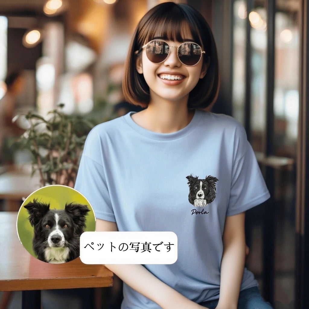 印絵 愛犬・愛猫ペット  写真オーダーメイドＴシャツ 似颜绘