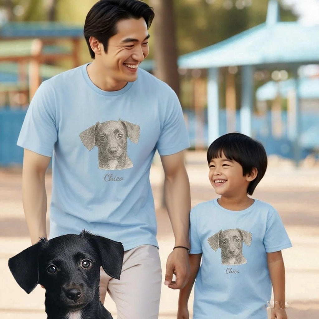 印絵 愛犬・愛猫ペット  写真オーダーメイドＴシャツ 線  大きな図案