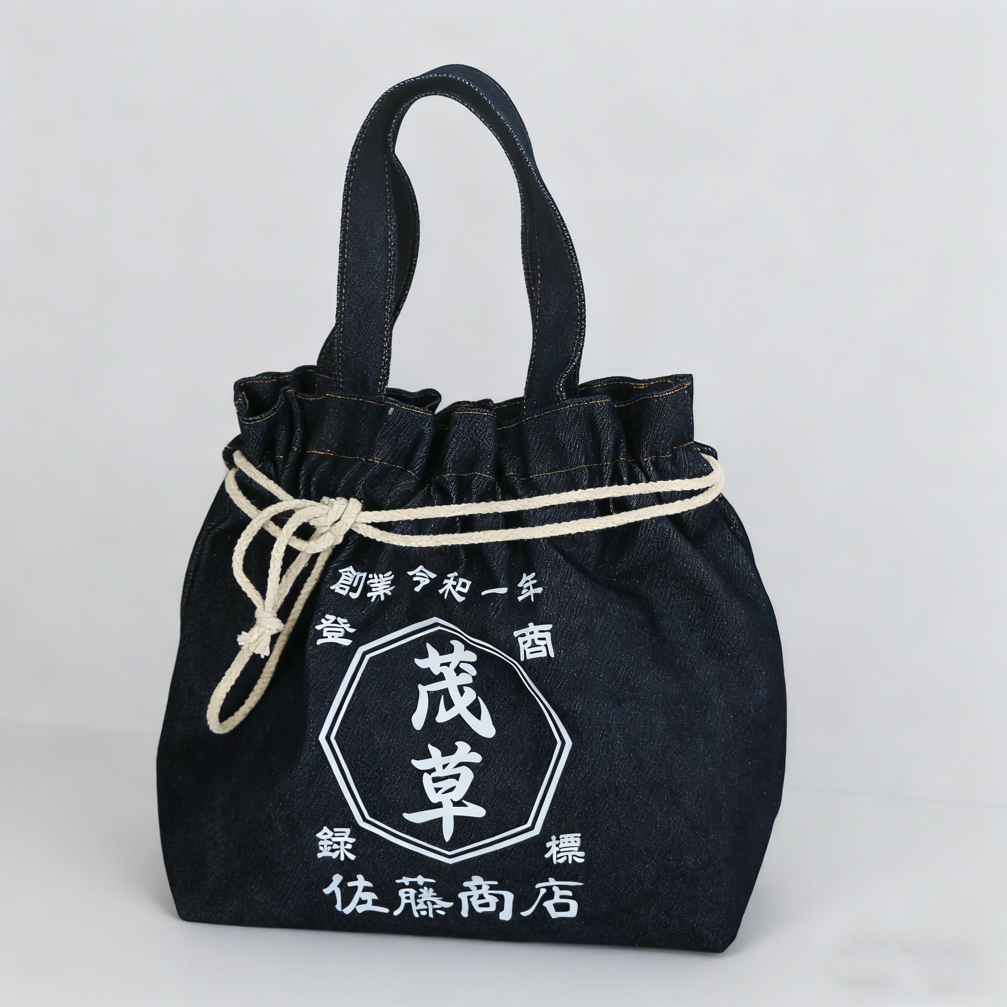 【新品入荷】デニムの巾着トートバッグ マルチポケット ショルダーバッグ レディース