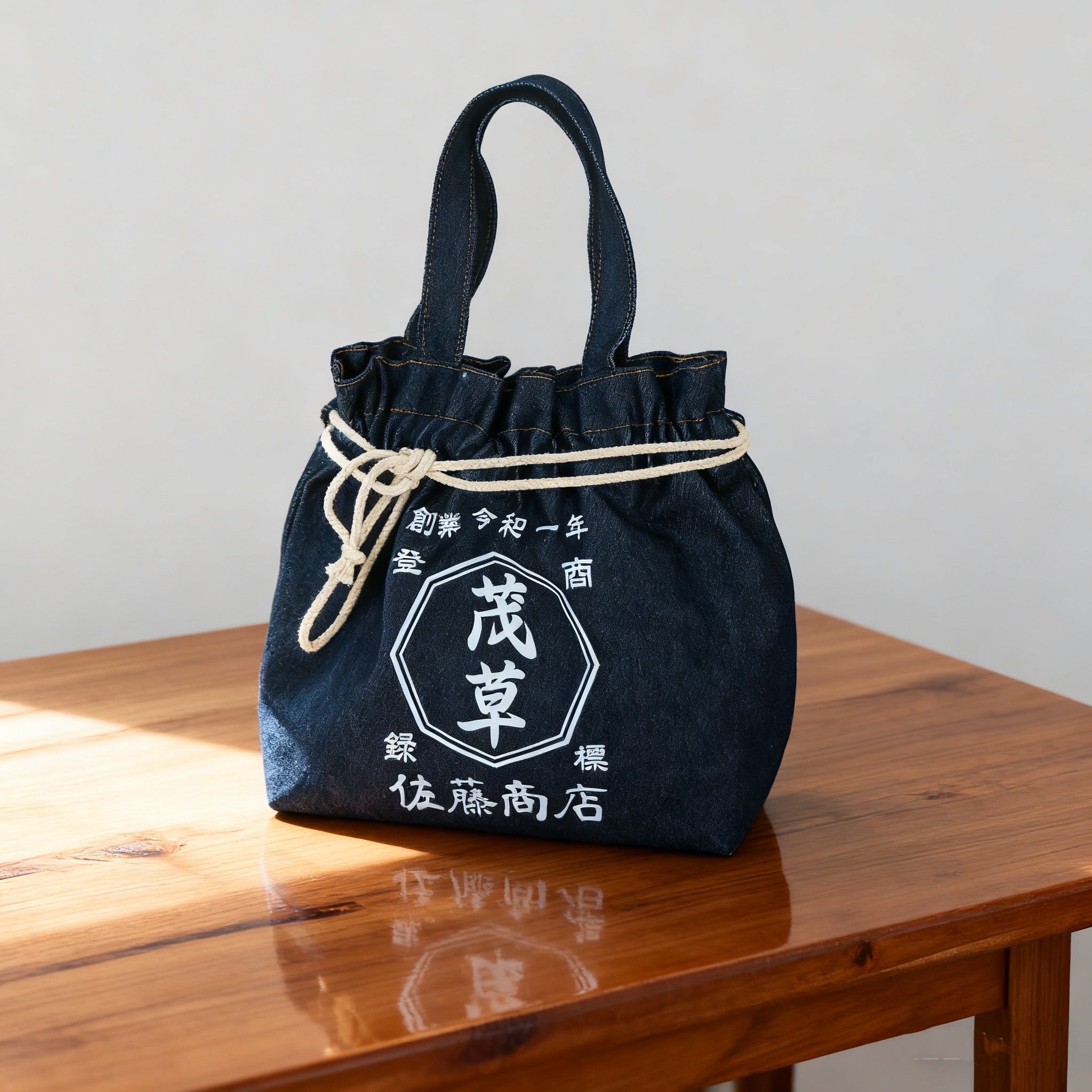 【新品入荷】デニムの巾着トートバッグ マルチポケット ショルダーバッグ レディース