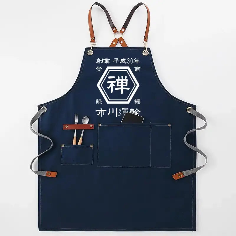 商店風－キャンバス エプロン 前掛け ポケット多数 業務用 多色選択可能