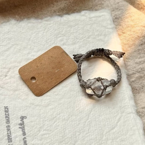 純粋手編み天然カラークリスタル原石パワーリングです