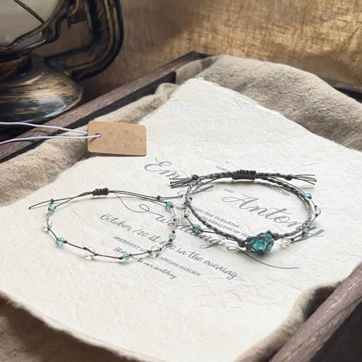 純粋な手編み天然ブルーアパタイトクリスタル原石パワーブレスレット