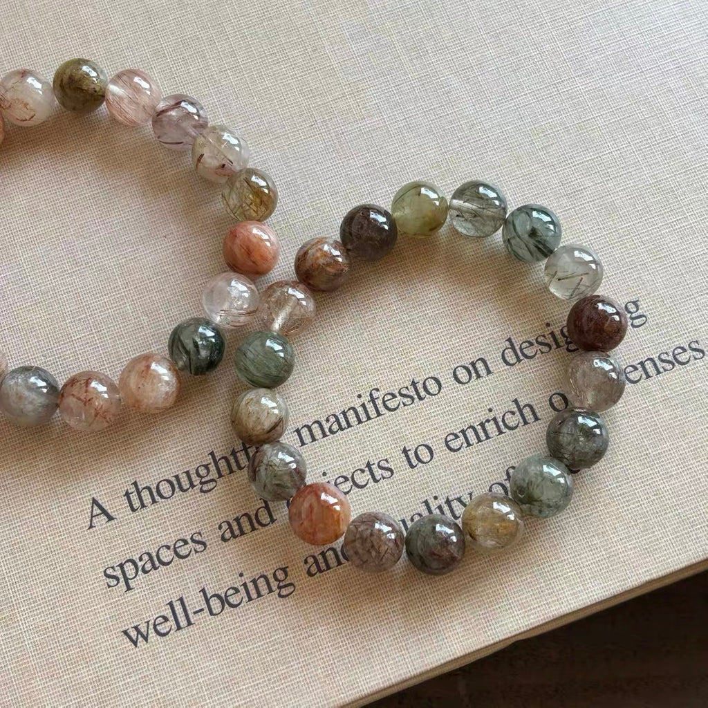 「春夏新作」手作りビーズ天然色水晶の手串