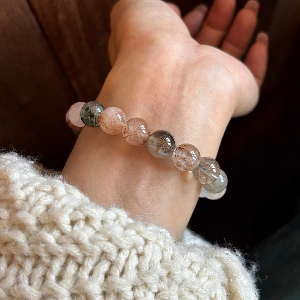 「春夏新作」手作りビーズ天然色水晶の手串
