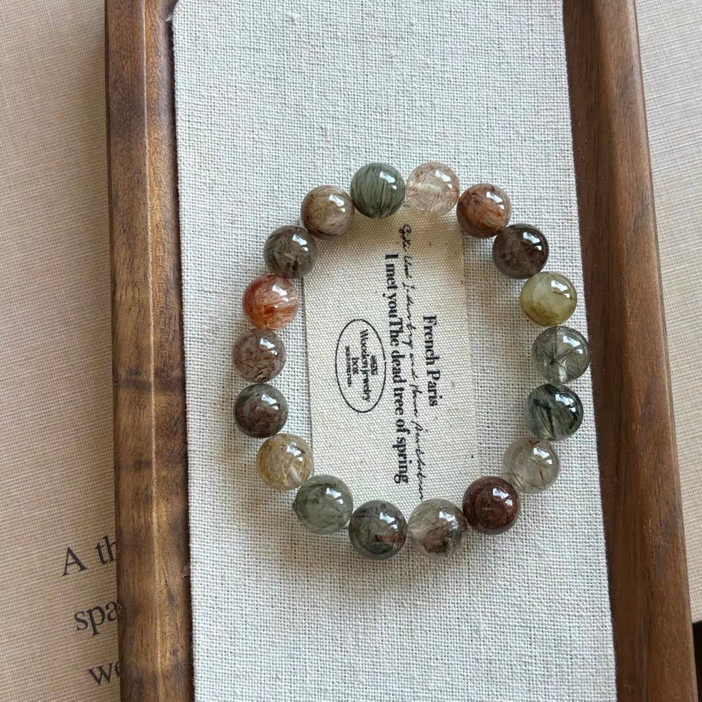 「春夏新作」手作りビーズ天然色水晶の手串