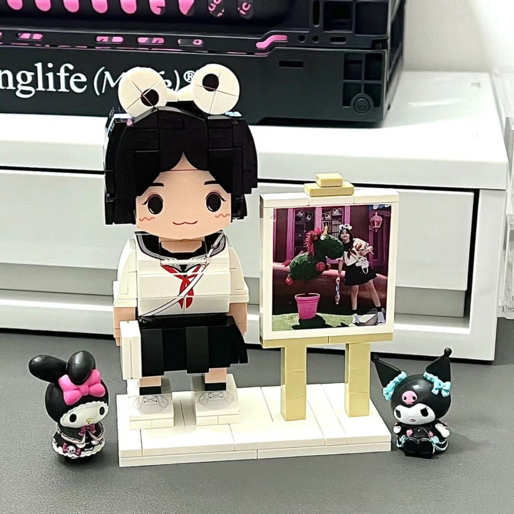 カスタマイズされた単一の立ち姿とペットの積み木フィギュア 青い猫 - Fallook