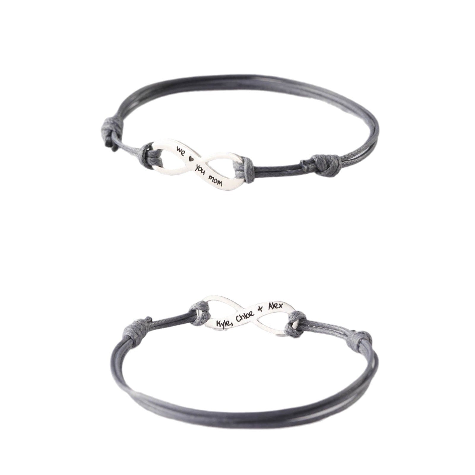 ブレスレット 名入れ 女性 イニシャル カスタマイズ オーダーメイド ネームブレスレット プレゼント ギフト 名前入り ロープ 調節可能 インフィニティ