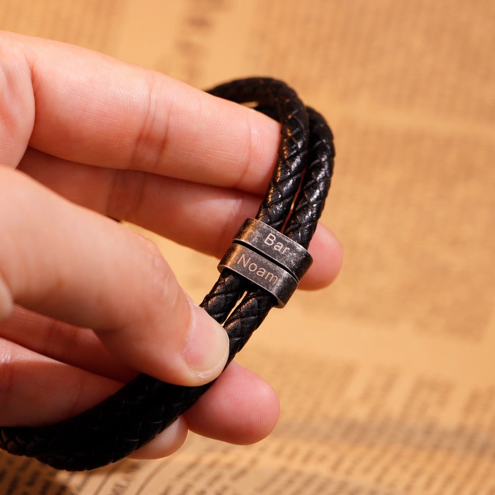 父の日用パーソナライズされたギフト ｜ブラックレザー ｜刻印入り