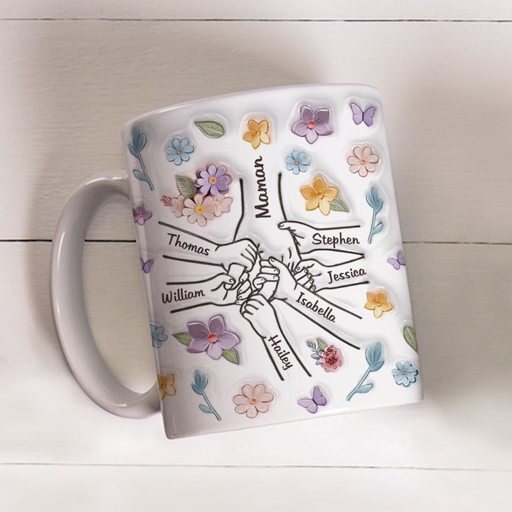 ファミリーの個人用カスタム3Dインフレータブル効果プリントアクセントマグ 小さな花柄 - Fallook