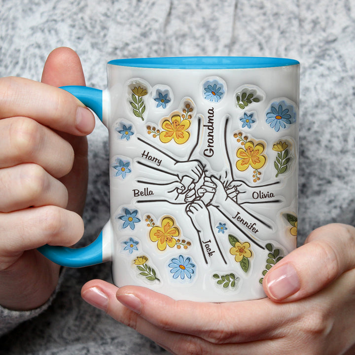 ファミリーの個人用カスタム3Dインフレータブル効果プリントアクセントマグ 青い花 - Fallook