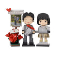 カスタマイズされた 2 人ビルディングブロックキャラクターフォトフレーム小さな粒子ビルディングブロック家の装飾ビルディングブロック人形 バラ - Fallook