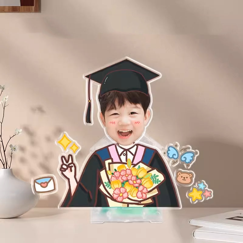 カスタムペット 子供·入園祝·卒業祝 シェイクアクリルスタンドサイン - 1人印刷 - Fallook