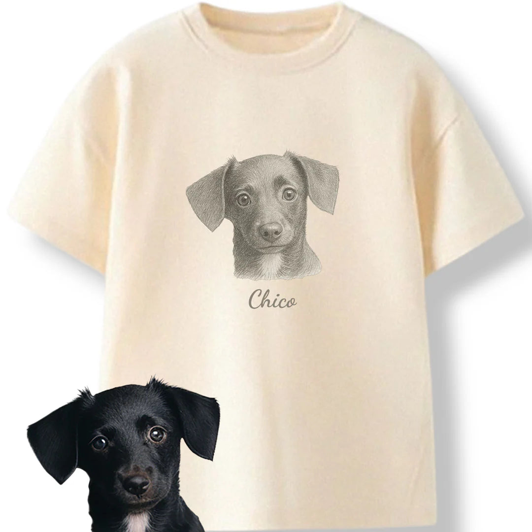 印絵 愛犬・愛猫ペット  写真オーダーメイドＴシャツ 線  大きな図案
