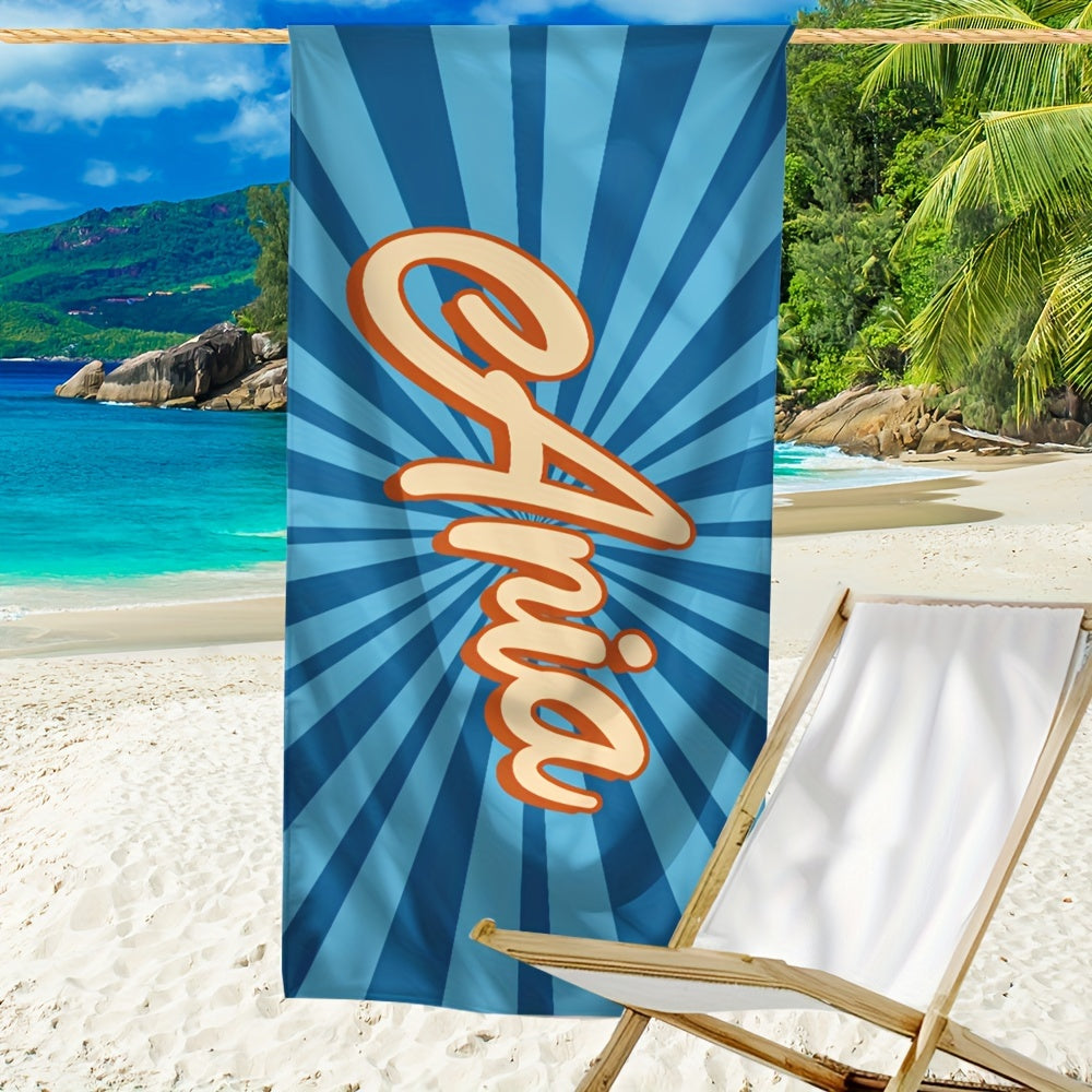 Colorful beach towel with name outdoor