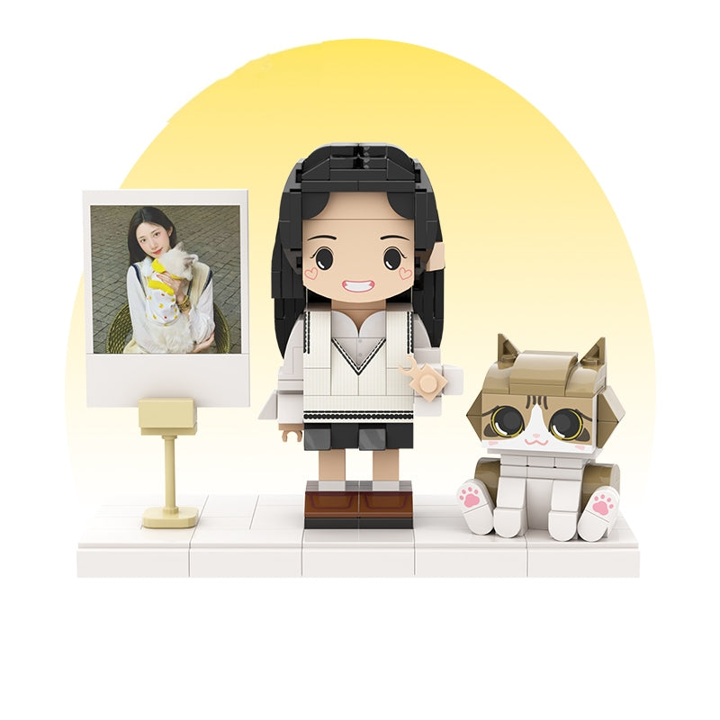 カスタマイズされた単一の立ち姿とペットの積み木フィギュア トラ猫 - Fallook