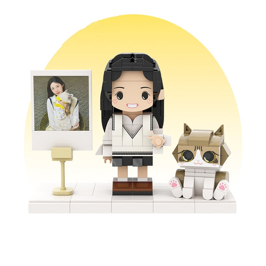 カスタマイズされた単一の立ち姿とペットの積み木フィギュア トラ猫 - Fallook