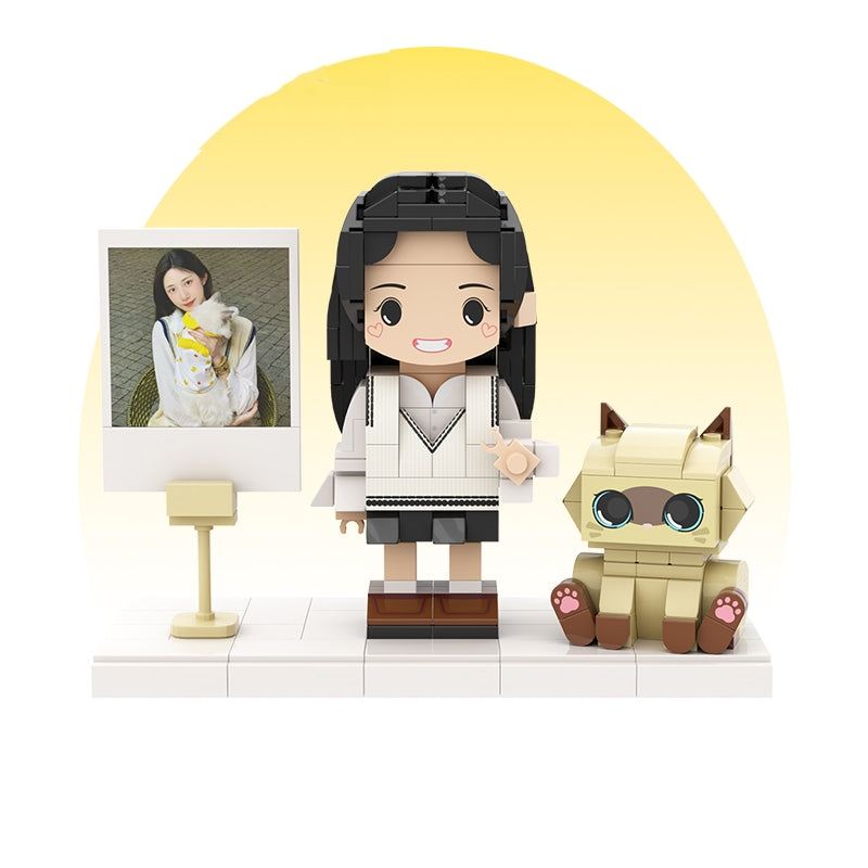 カスタマイズされた単一の立ち姿とペットの積み木フィギュア シャム猫 - Fallook