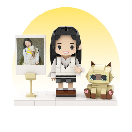 カスタマイズされた単一の立ち姿とペットの積み木フィギュア シャム猫 - Fallook