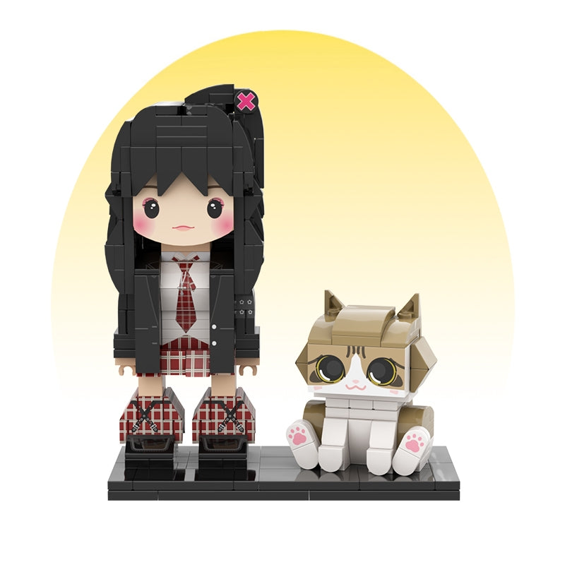 カスタマイズされた単一の立ち姿とペットの積み木フィギュア トラ猫 - Fallook