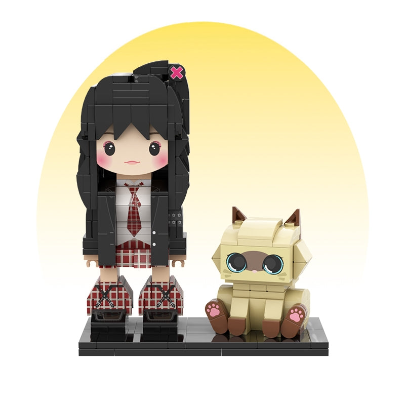 カスタマイズされた単一の立ち姿とペットの積み木フィギュア シャム猫 - Fallook
