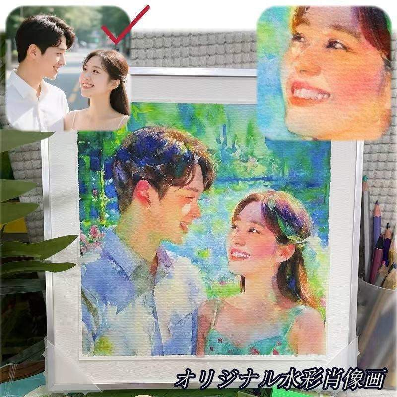 ❗️送料は無料 手作りの水彩画 オリジナルです |肖像画カスタムペイント家族の肖像画誕生日プレゼント卒業ギフトボックス