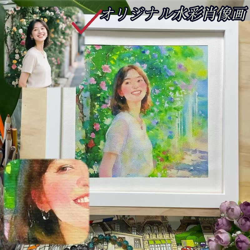 ❗️送料は無料 手作りの水彩画 オリジナルです |肖像画カスタムペイント家族の肖像画誕生日プレゼント卒業ギフトボックス
