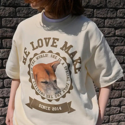 印絵 愛犬・愛猫ペット  カラー写真オーダーメイドＴシャツ 両面印刷｜肩落としTシャツ