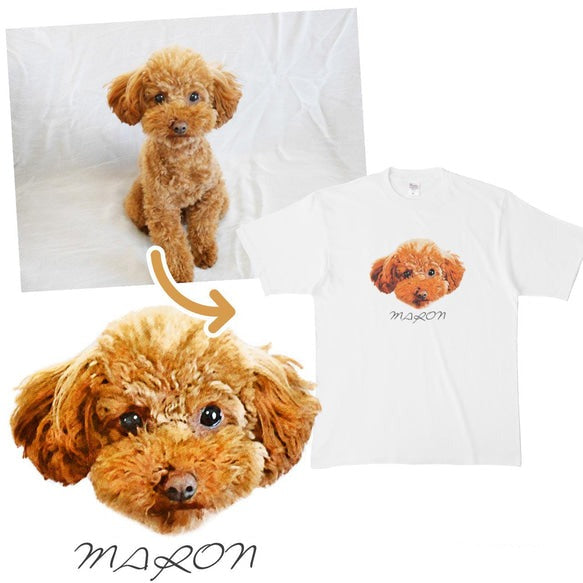 犬·猫 ペットの写真 アバター を入れたカスタマイズされた Ｔシャツ 大きなアバター カラフル 真ん中 - Fallook