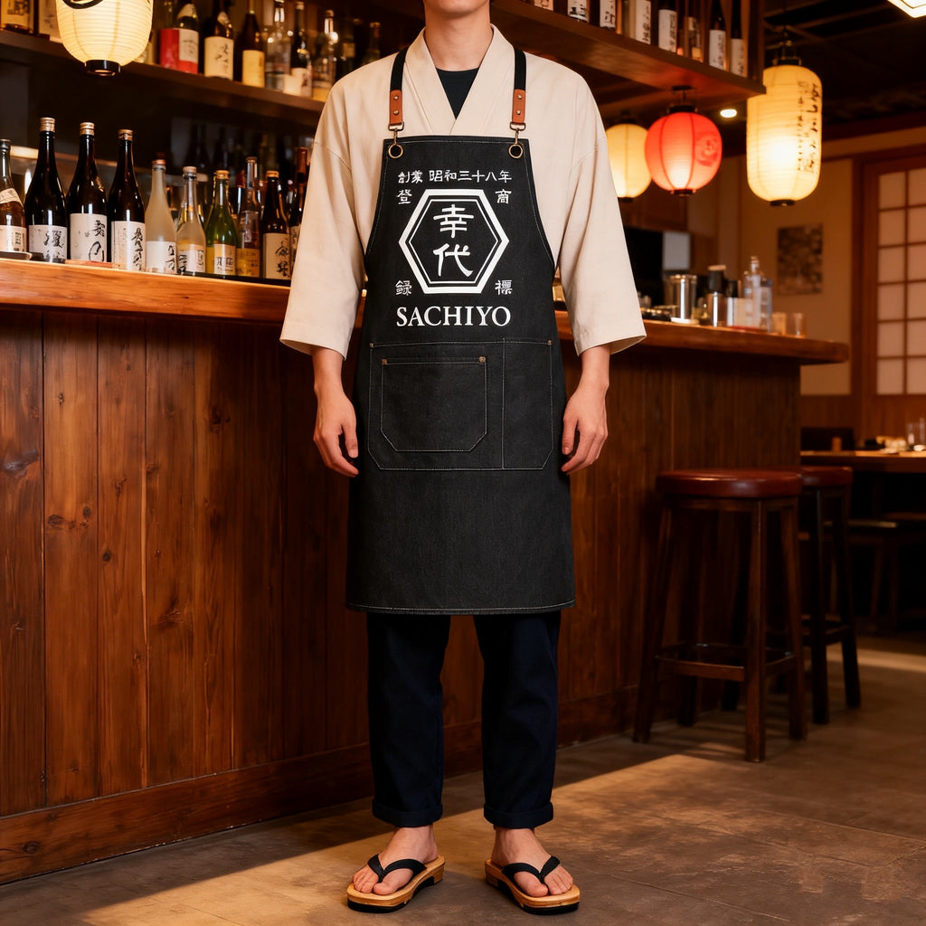 商店風－キャンバス エプロン 前掛け ポケット多数 業務用 多色選択可能