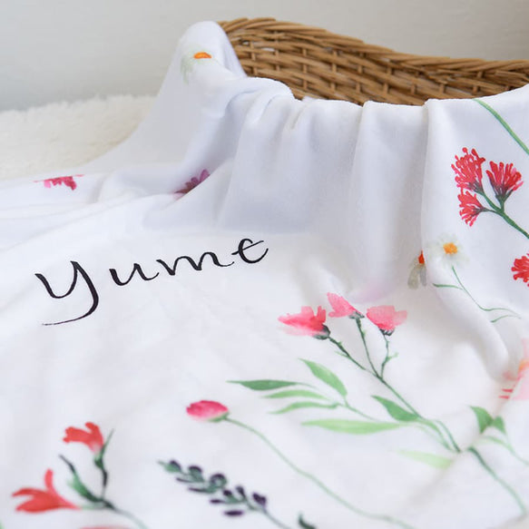 出産祝い 女の子 名入れ 名前入りブランケット シャン・ド・フルール - Fallook