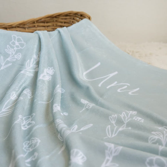 出産祝い 名入れ 男の子 名前入りブランケット ボタニカル・ミスティミント - Fallook