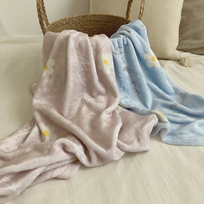出産祝いに名前入り大判ブランケット★花柄（全2色）★ - Fallook