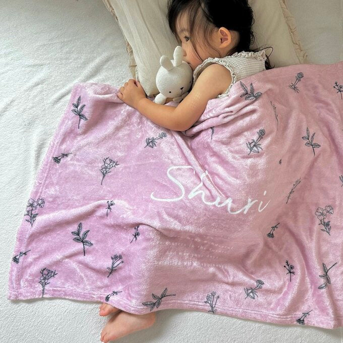 出産祝いに名前入り大判ブランケット★Plant（紫）★ - Fallook