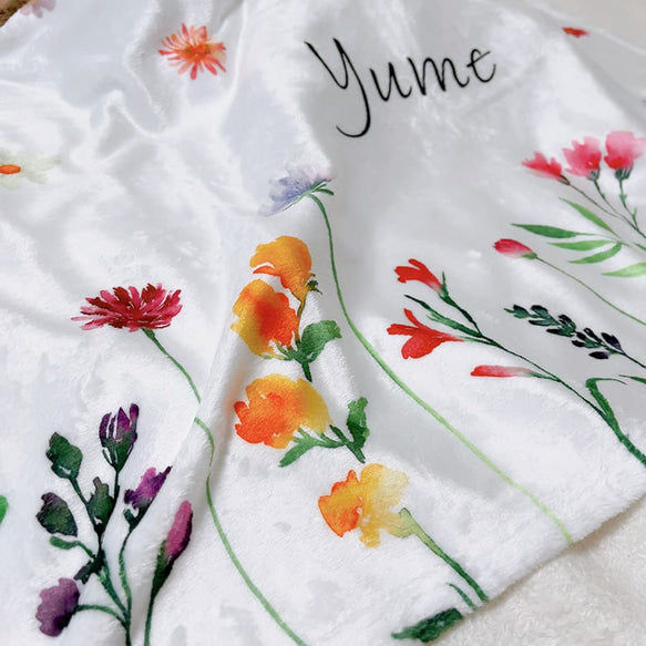 出産祝い 女の子 名入れ 名前入りブランケット シャン・ド・フルール - Fallook